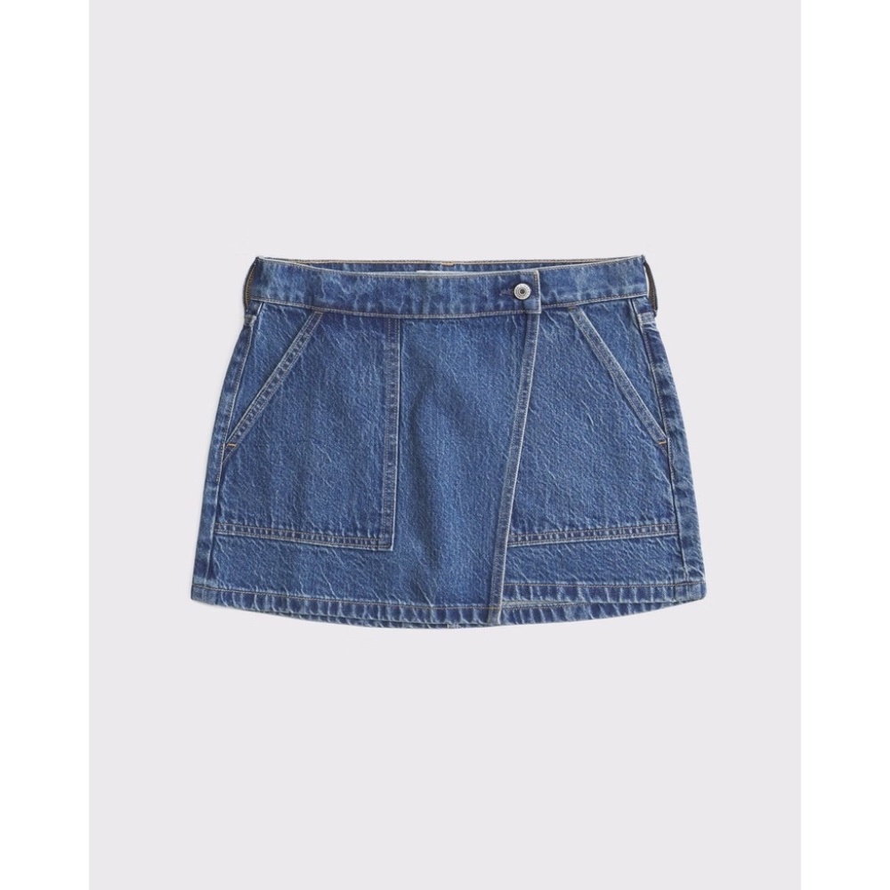 Women's Size 30 Abercrombie & Fitch Mid Rise Denim Wrap Mini Skirt NWT